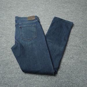 Paige Pants Mens 34 Blue Dark Wash FEDERAL Slim Straight Denim Jeans Stretch